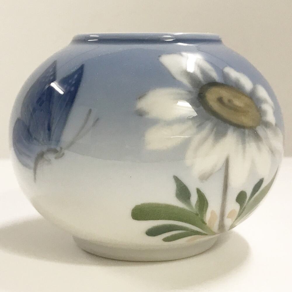Royal Copenhagen Denmark Miniature Vase Butterfly Flower Home Shelf Decor
